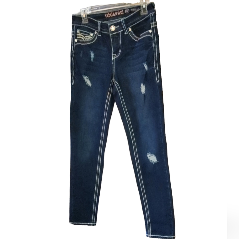 ❤️Rebel & Soul Skinny Distressed Jeans